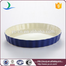 Bakeware de cerâmica redonda azul redonda redondo de boa qualidade